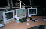 The remote monitoring and control desk for the Mülheim-Hesse canal lock in Germany
